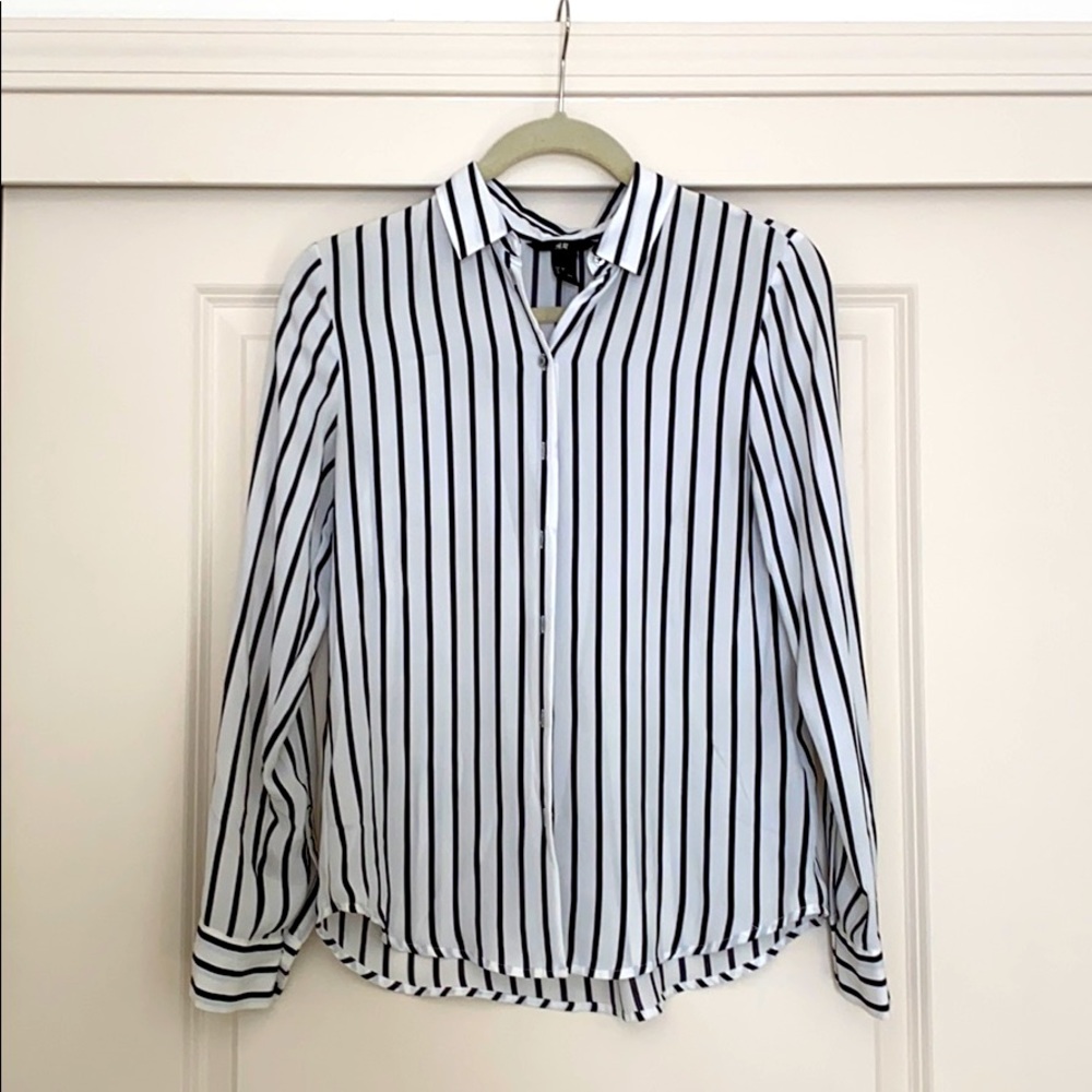 Striped button down blouse